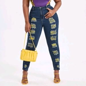 Shein SXY High Waisted Ripped Frayed Skinny Jeans Plus Size 4X (20)